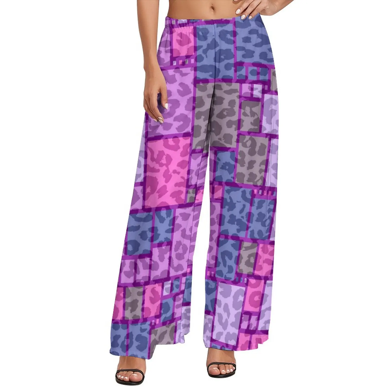 

Retro Square Pants Leopard Print Streetwear Straight Wide Pants High Waisted Modern Trousers Big Size