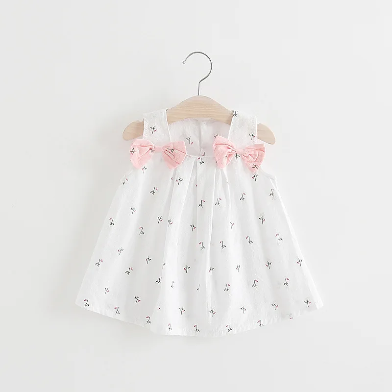 

New Summer Newborn Baby Girl Clothes Dress Korean Cute Print Sleeveless Bow Suspender Princess Dresses