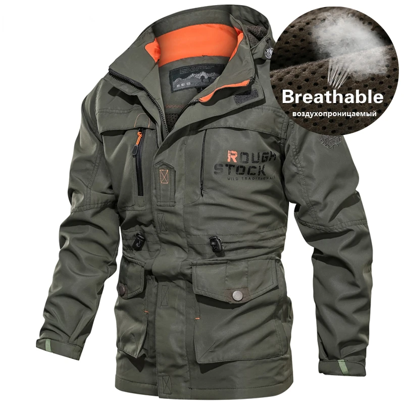 

Mens Tactical Jacket Spring Autumn Waterproof Quick Dry Military Coat Male Multi Pocket Hooded Windbreaker Jackets Plus Size 5XL