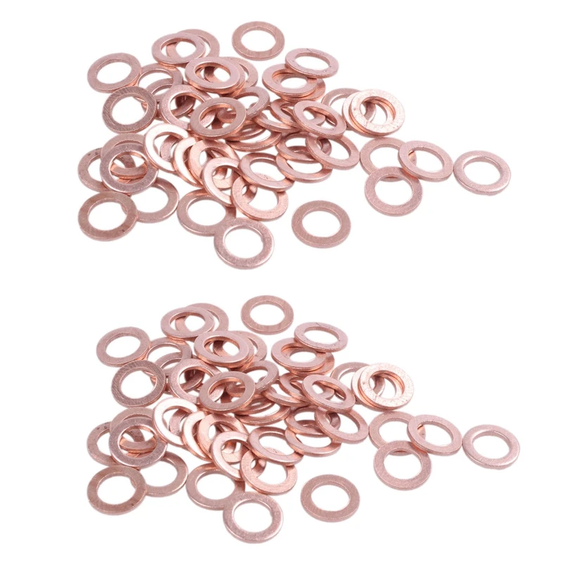 

HOT SALE 100 Pcs Copper Crush Washer Flat Seal Ring Fitting 6Mm X 10Mm X 1Mm