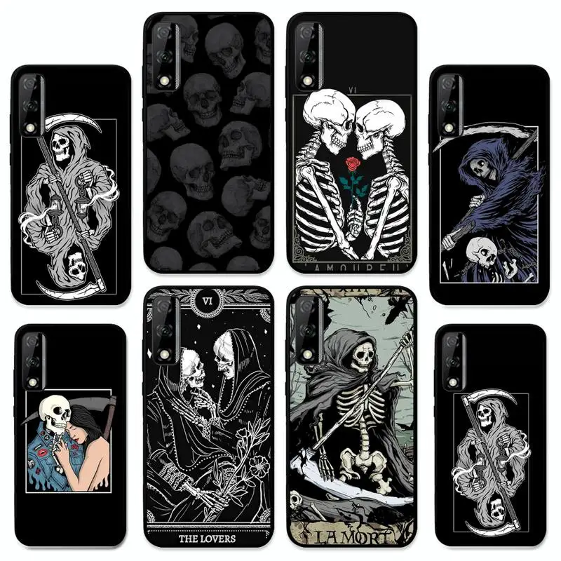 

Grim Reaper Skull Skeleton Phone Case for Huawei Y 6 9 7 5 8s prime 2019 2018 enjoy 7 plus