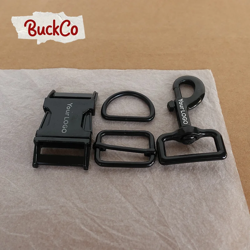 

Engraved 30mm Black(metal buckle+adjust buckle+D ring+metal dog clasp/set)for customized personal DIY pet supplies accessories