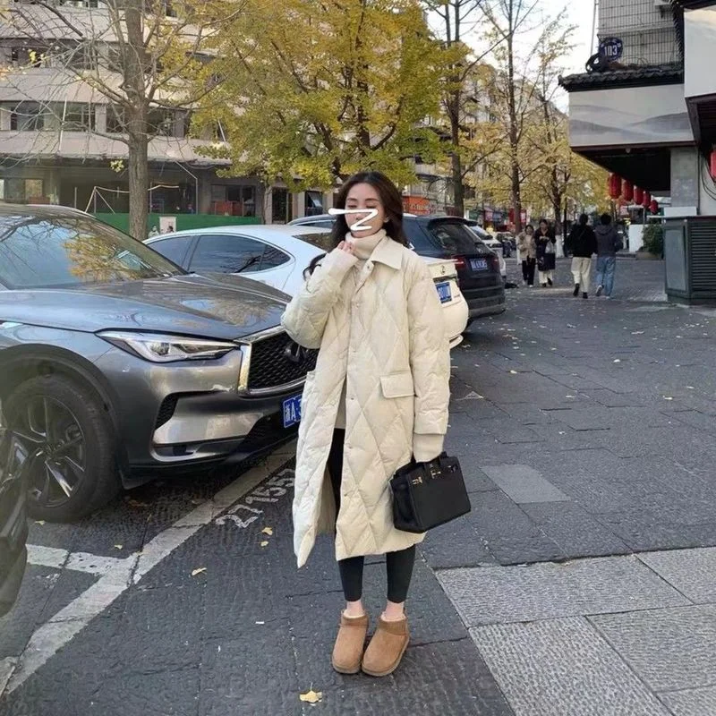 2022 зимнее Новое корейское белое пальто на утином пуху Женская Съемная вязаная