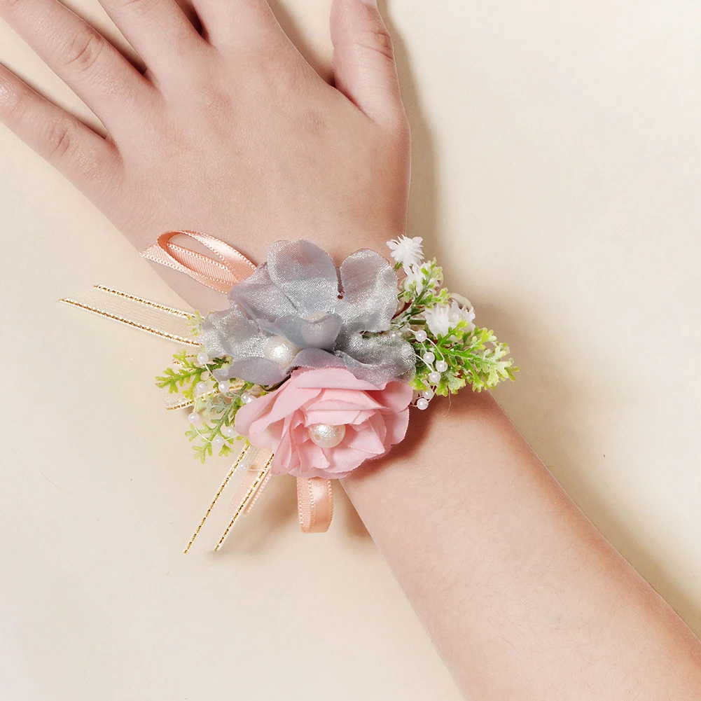 

Anniversary Charming Wrist Corsage Bride Bridesmaid Elastic Bracelet For Wedding