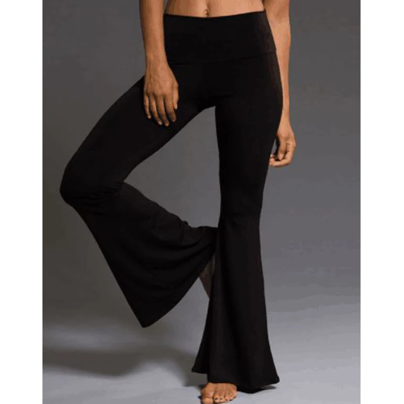 

Fashion Women High Waist Wide Leg Palazzo Bell Bottom Yoga Pants Black Flare Pants Trousers legging femme