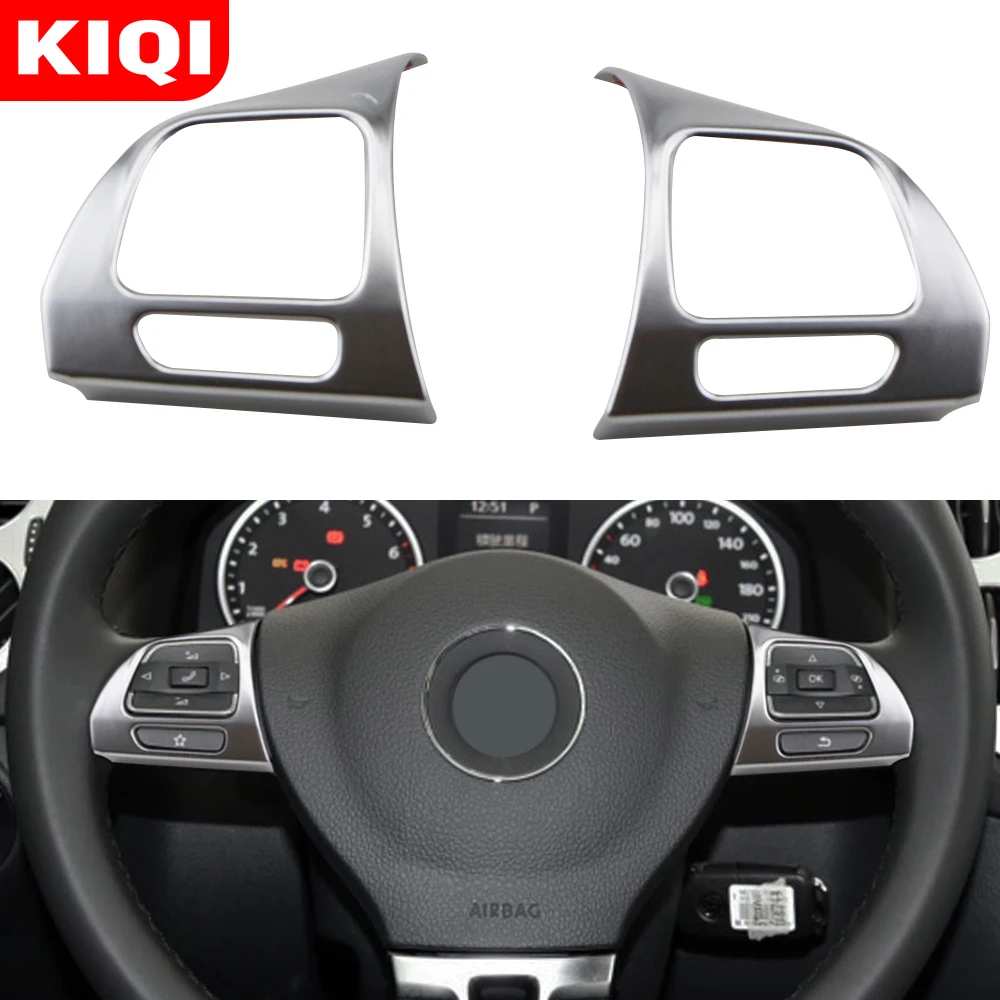 KIQI-cubierta cromada para volante de coche, pegatina para Volkswagen Vw Golf Mk6 Passat B7 Cc Eos Tiguan Jetta Touran Sharan Caddy