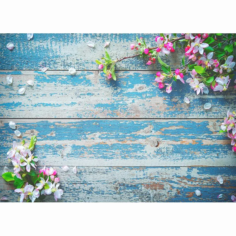 SHUOZHIKE Spring Flowers Petal Wood Plank Photography Backdrops Wooden Board Baby Pet Photo Background Studio Props Decor MHZ-03