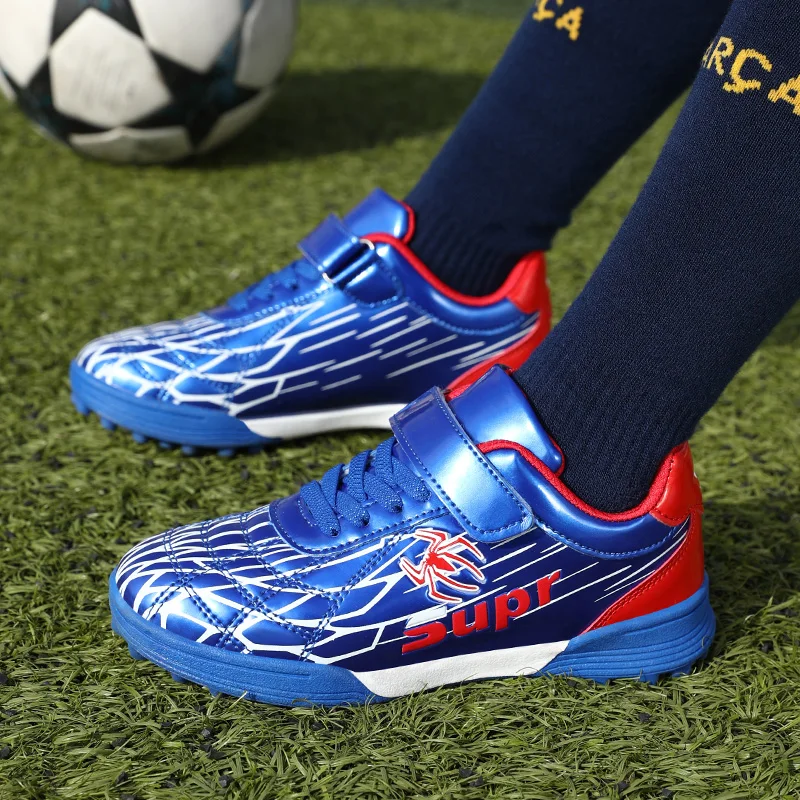Fashion TF HOOK&LOOP Children Soccer Shoes Breathable Anti-slip Boy Football Sneaker High-quality Comfortable Kids Sports Shoes