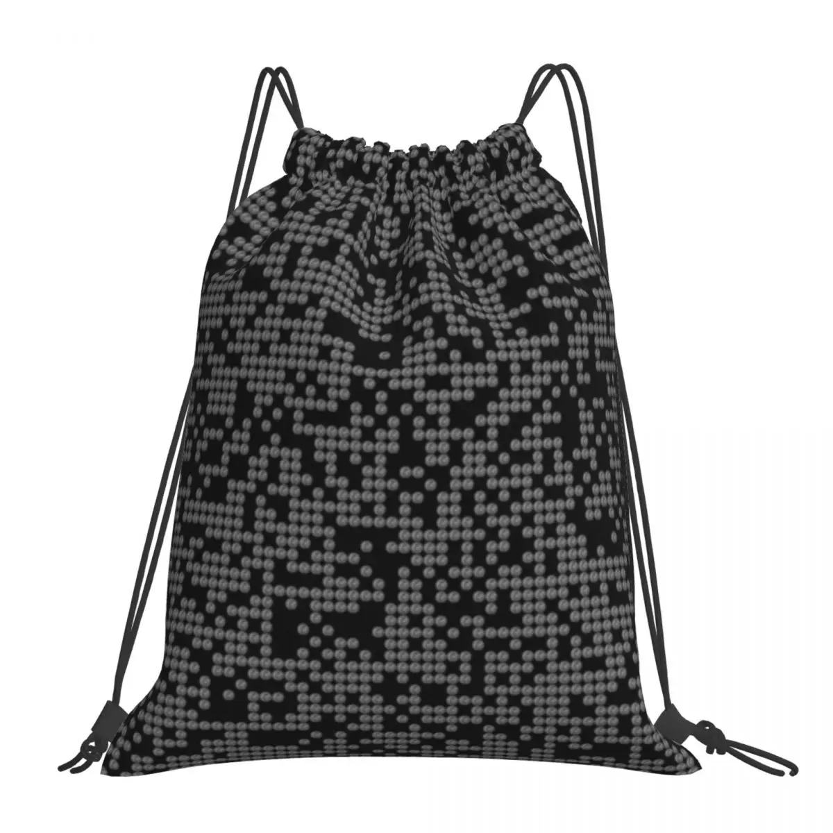 

White Dot On Black Background Backpacks Casual Portable Drawstring Bags Drawstring Bundle Pocket Shoes Bag Book Bags For Travel