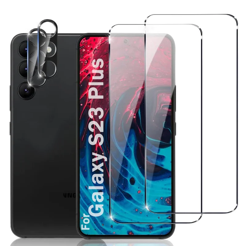 

Закаленное стекло 4 в 1 для Samsung Galaxy S23 Plus, прозрачные защитные пленки для Galaxy S23, Защитная пленка для объектива камеры с защитой от царапин