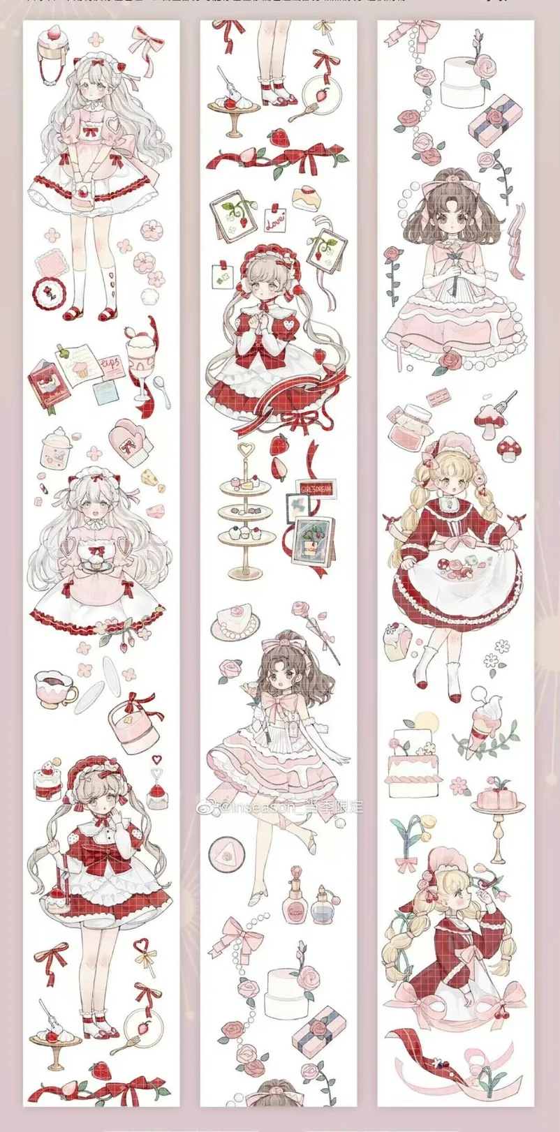 

10 Meter Cute Strawberry Candy Girl PET Washi Tape Special Oil Figure Collage