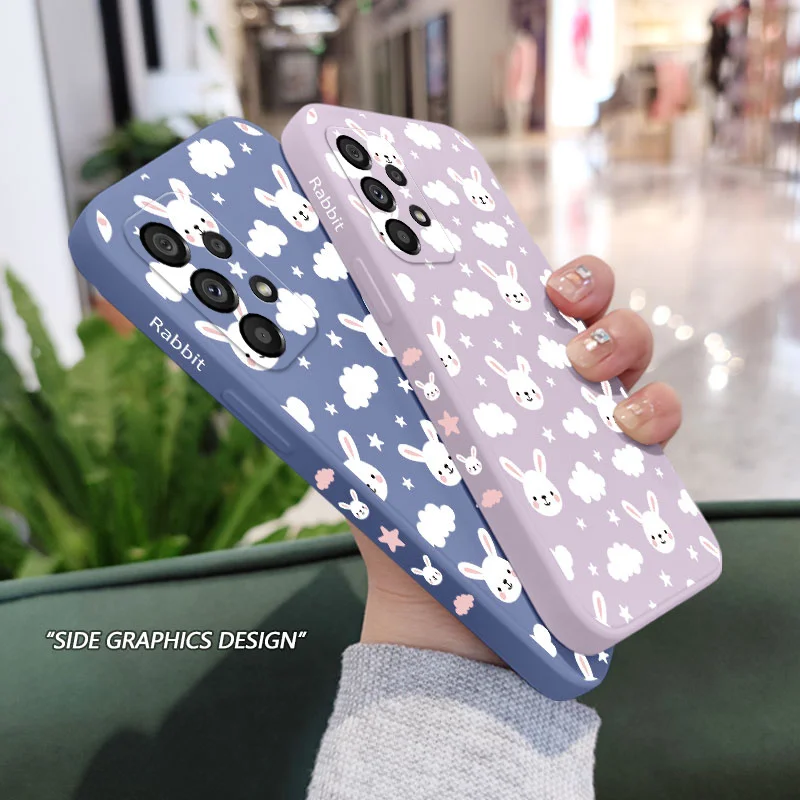 

Чехол для телефона с изображением белого облака кролика для Samsung A73 A53 A33 A23 A13 A03 A03S A04 A04S A72 A52 A52S A32 A22 A12 A02S A02 A71 A51 4G