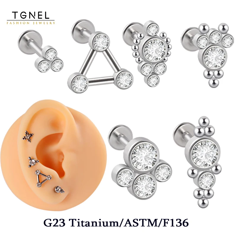 

G23 Titanium 16G Lip Nail Piercing Ear Tragus Cartilage Stud Earrings Zircon Opal Body Jewelry Hypoallerge Lobe Pin Wholesale