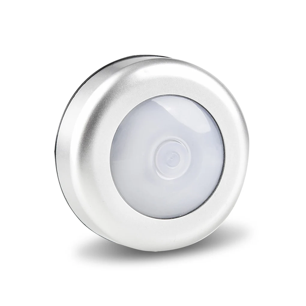 

Bedroom Kitchen Round LED Night Light Cabinet Stepless Dimmable Lamp 3 5W Battery Operated Hotel Emergency White