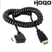 spring coiled spiral cable 90degree hdtv male to male plug cable for tv camera display 2m hdtv kaben