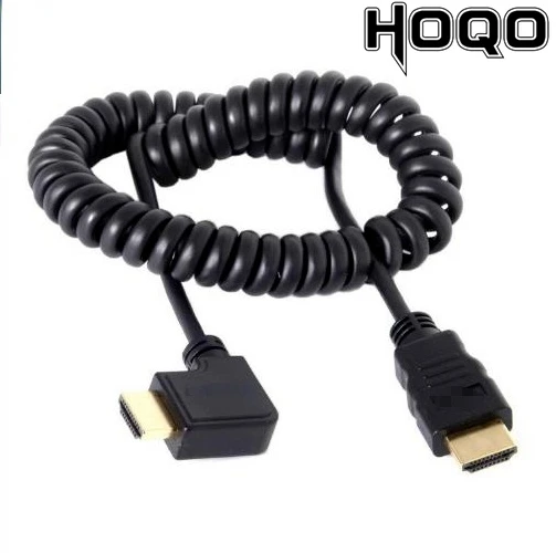 hdmi кабель Спиральный с пружинным спиральным штекером Hdmi 90 градусов вилка HDMI к