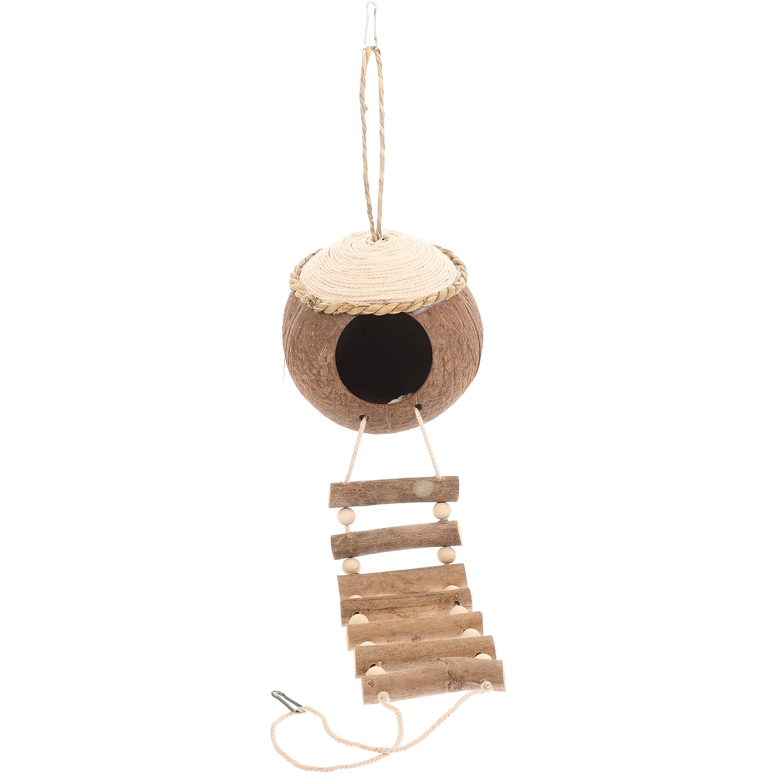 

Birdladders Hanging House Coir Birdcagewood Shellroost Parrot Cage Toy Toys Hideawayresting Houses Floating Bluebird Wooden
