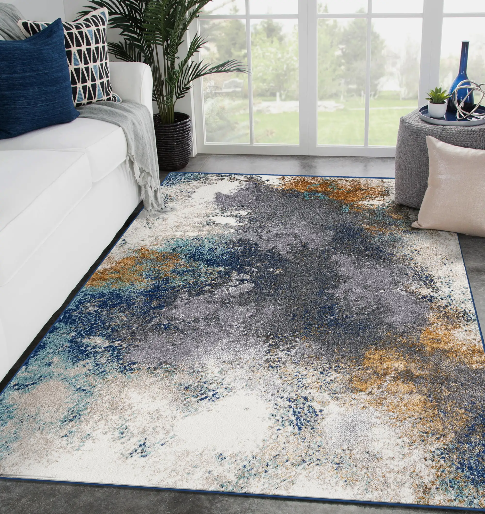 

Beverly Collection 8445 Blue 2x3 Modern Abstract Area Rug