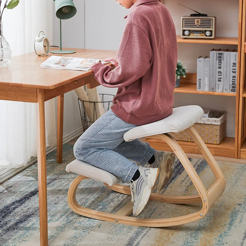 

Wooden Kneeling Chair Stool Ergonomic Correct Posture Computer Chair Anti-myopia knee Chair Wooden Home Office Furniture