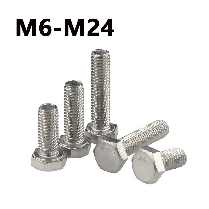 

M6 M8 M10M12M14M16M18 M20 M22M24 304 Stainless Steel Hexagon Head Screw Bolts Full Thread Hex Head Bolts