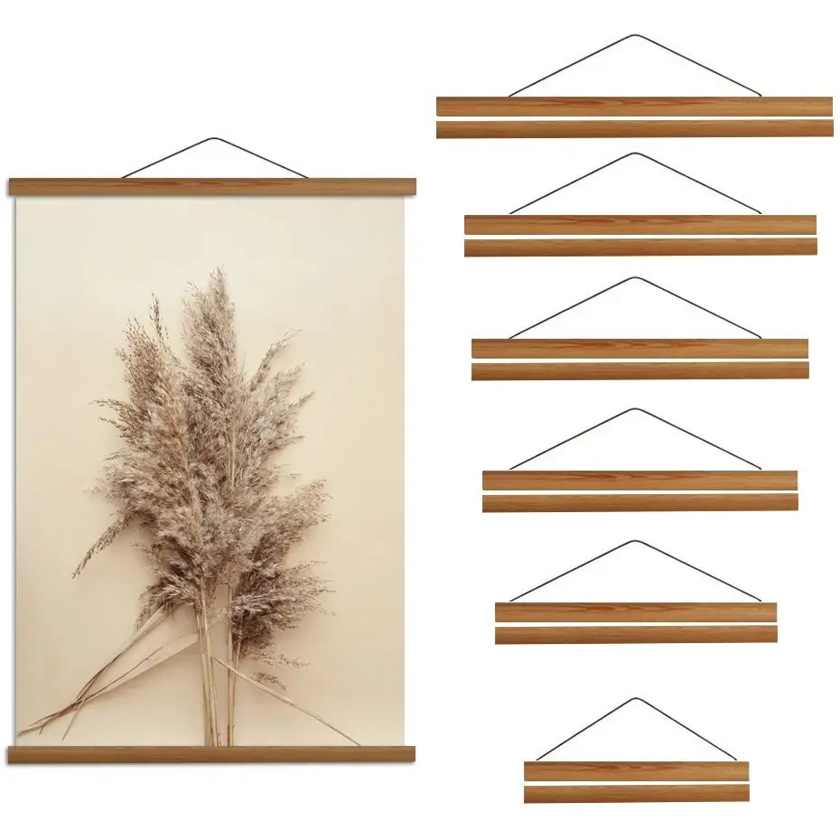 

Magnet Teak Wood Black Walnut Pine Hanging Scrolls Wall Art Photo Frame Family Canvas Painting Posters Hanger Frame