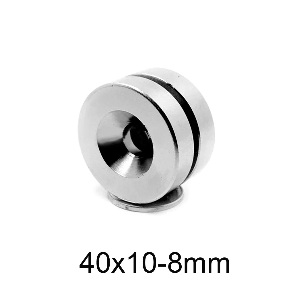 Мощный цилиндрический редкоземельный магнит 40x10 отверстие 8 мм круглые