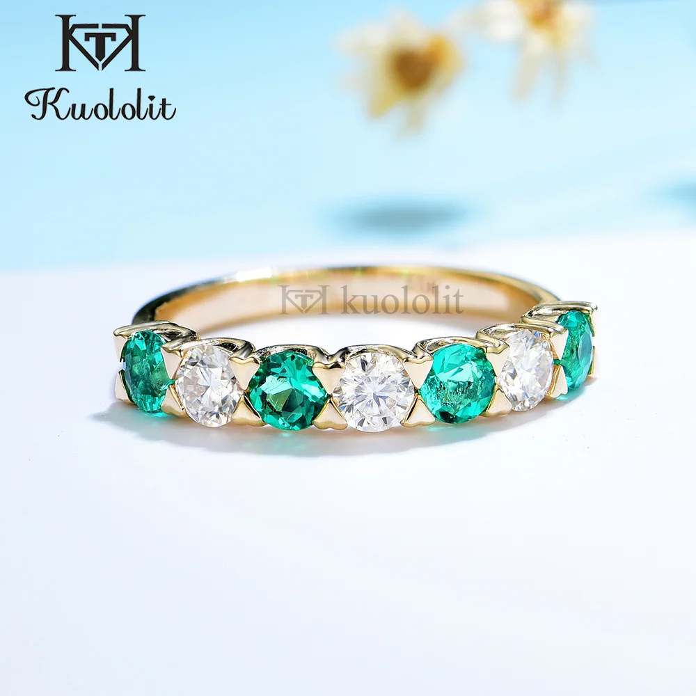 

Женские кольца с изумрудом Kuololit Lab, желтое золото 585, 14K, 10K, 3,5 мм