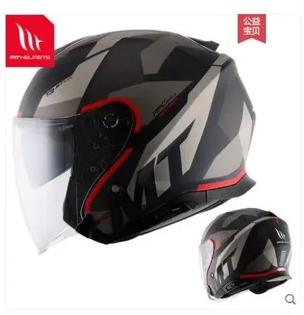 

Мотоциклетный шлем MT с открытым лицом, летние мотоциклетные шлемы Thunder 3 JET с двойным козырьком для мужчин и женщин, мотошлем ECE DOT, 3/4