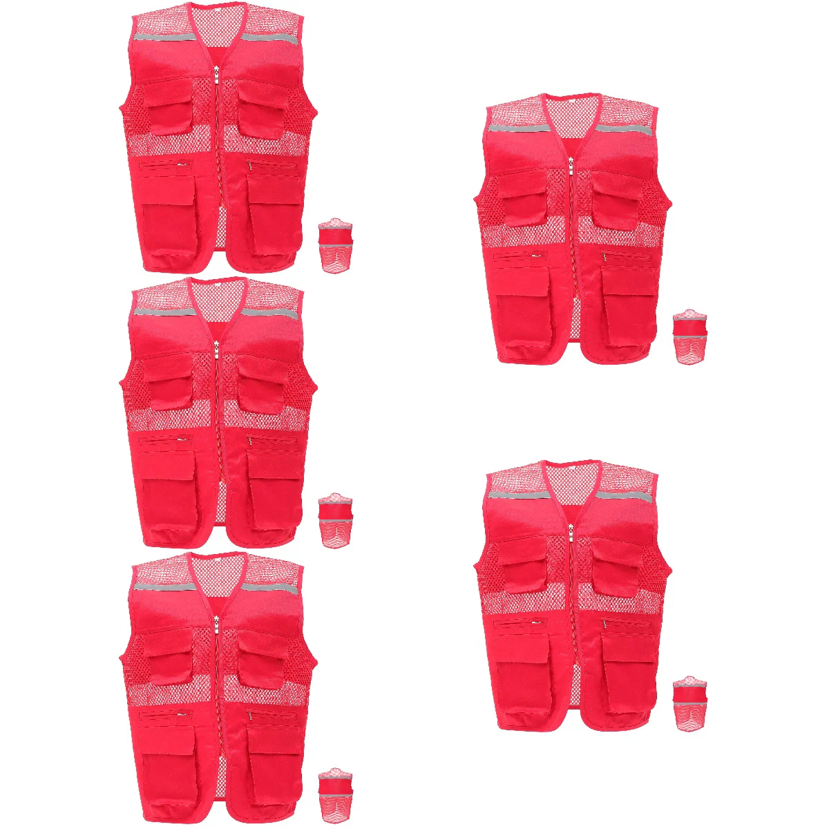 

5pcs Reflective Vest Volunteer Vest Bright Color Vest with Pockets Practical Vest