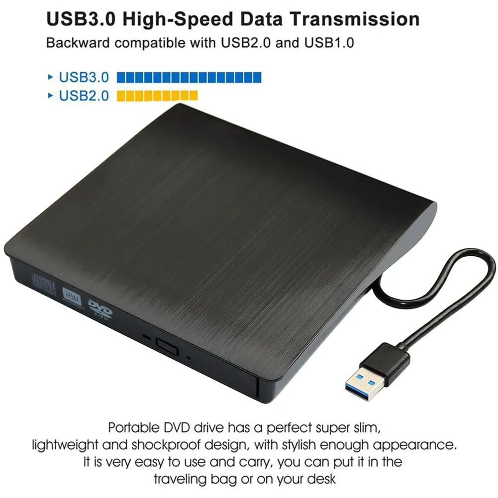 

Тонкий внешний привод Usb 3,0 для чтения дисков Dvd и Cd, внешний мобильный оптический привод для ноутбука и компьютера