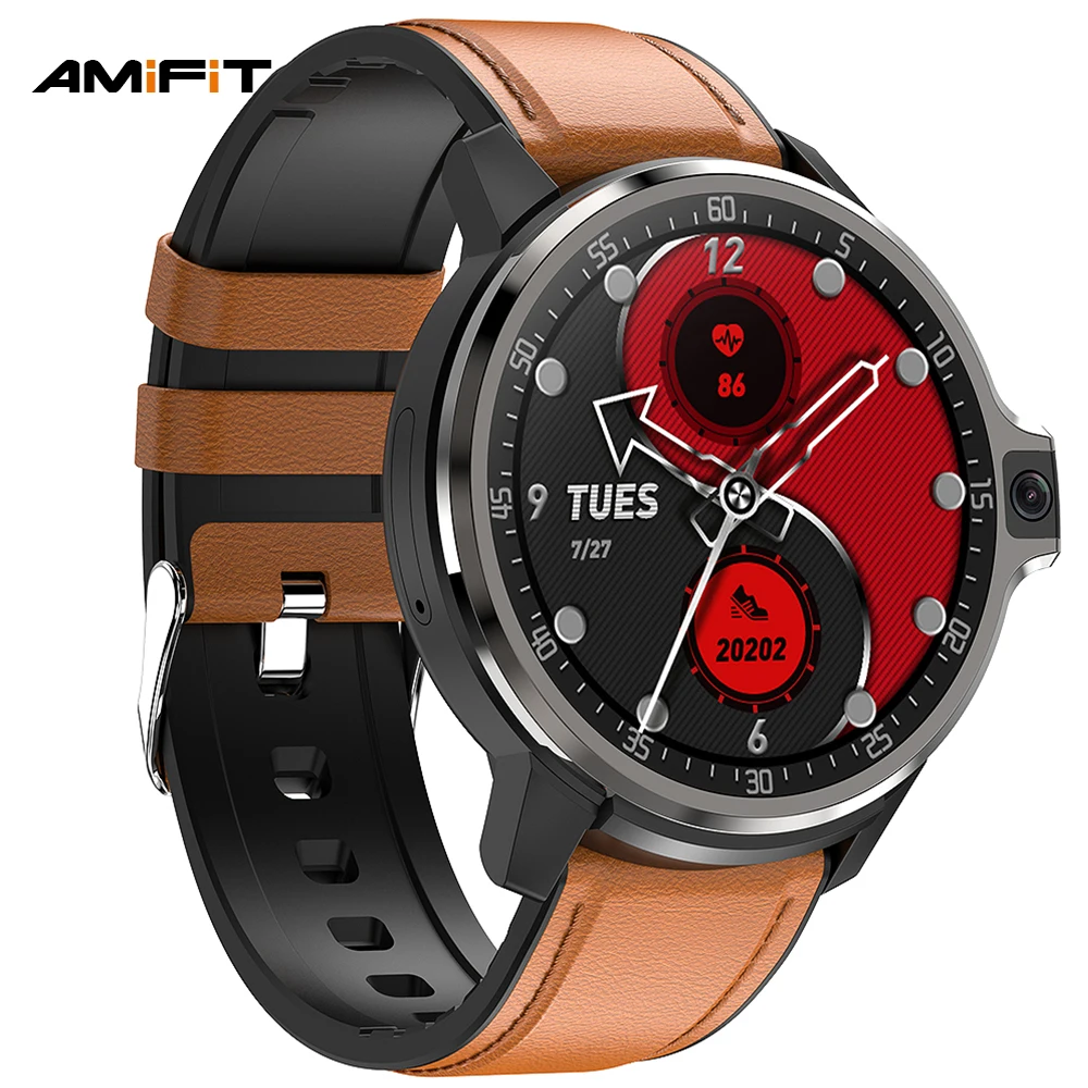 

4g sim slot android card and mameri card round smart watch with camera