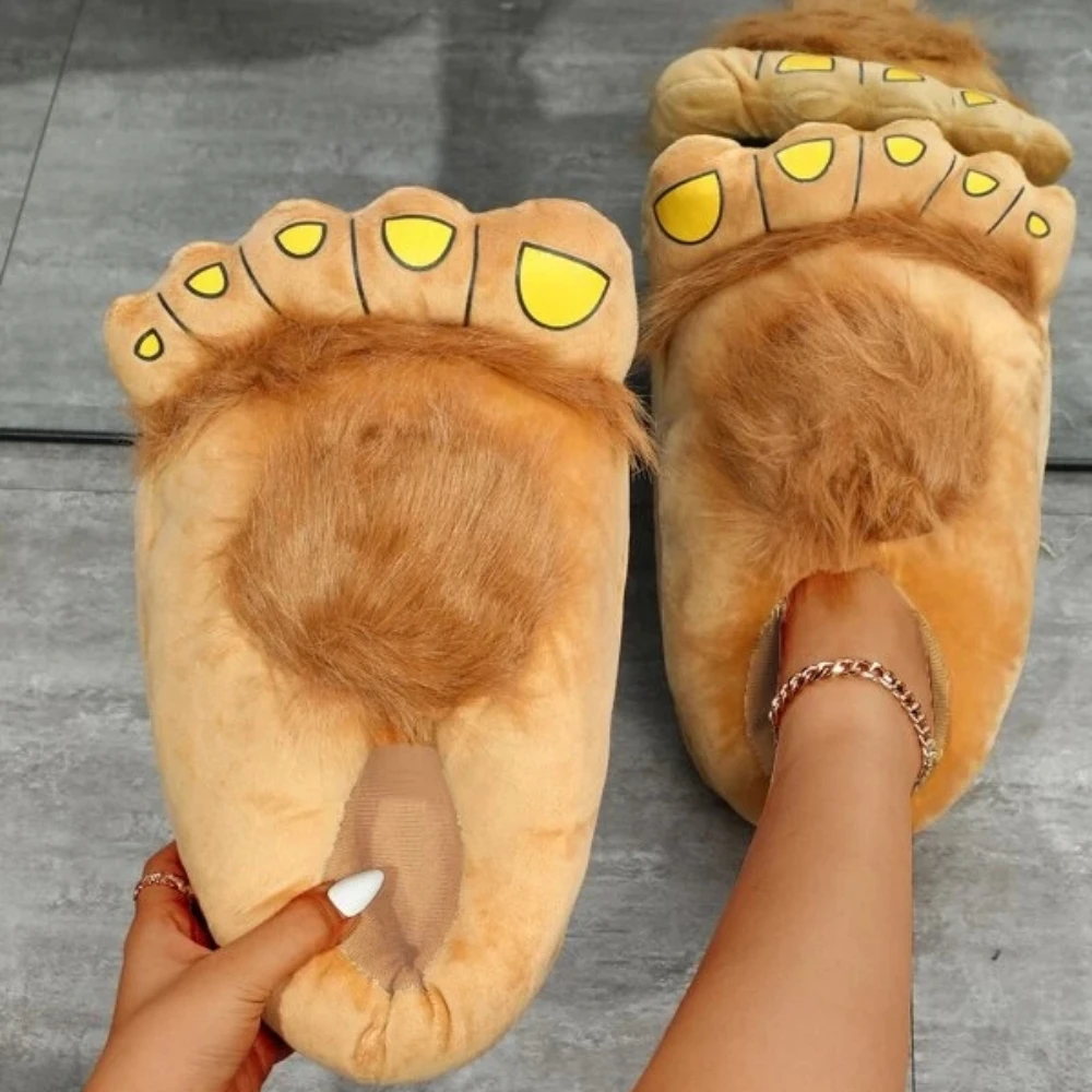 

Winter Couple New Women's CartoonCute Warm Plush Men's Home Cotton Slippers Cartoon Design Novelty Shoes Brand Slippers