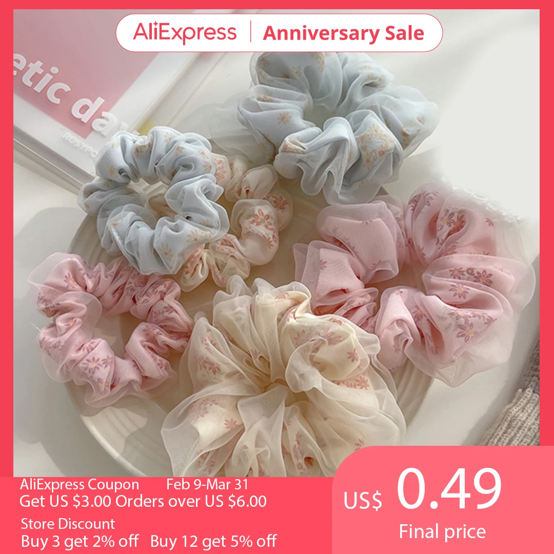 

Double Layer Hair Bands Silk Organza Hair Rope Oversized Floral Hair Scrunchie Hair Accessories Net Yarn Elastic Hair Tie Bands