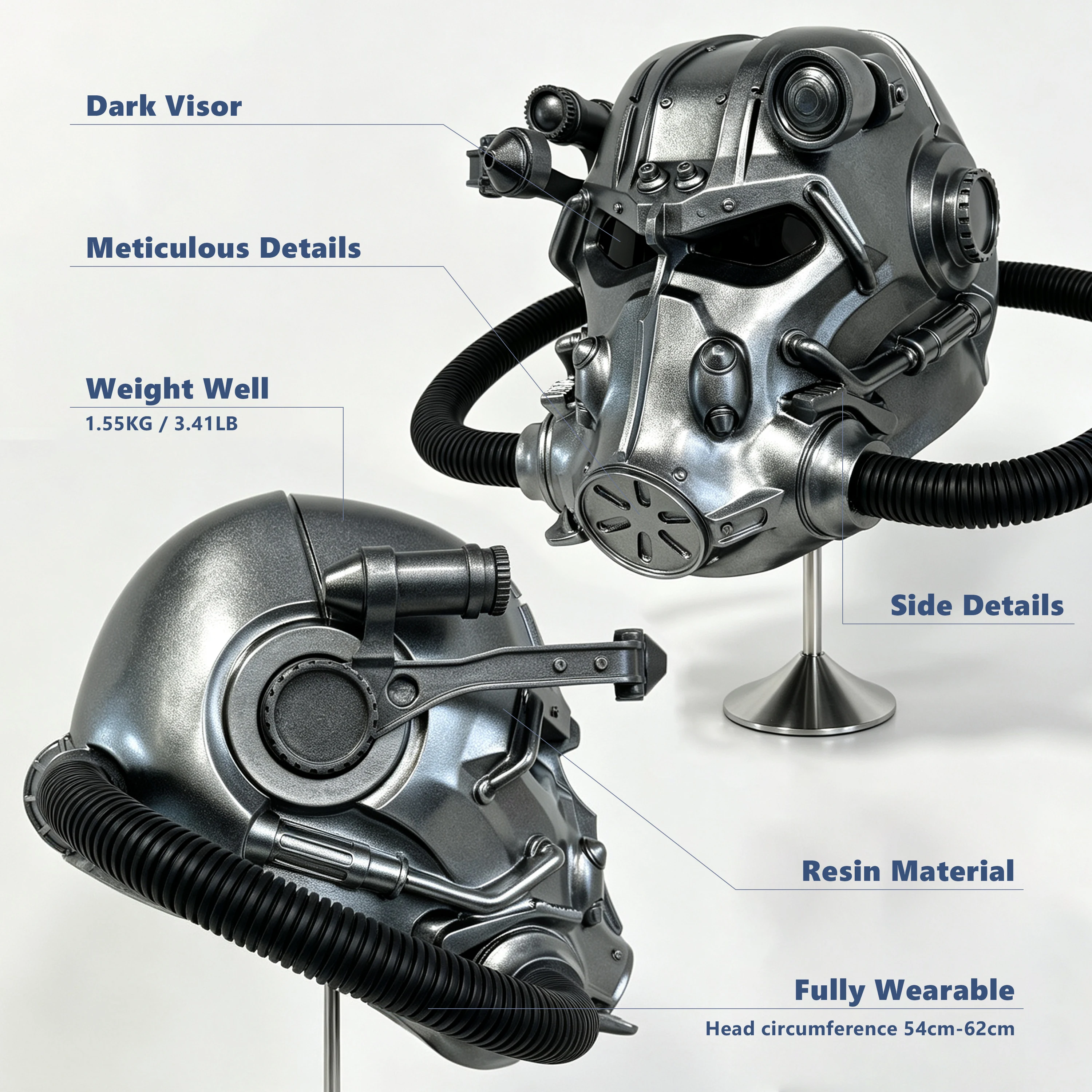 Фото Постапокалиптическая маска-шлем T-60 Power Armor из смолы, полнолицевая маска для мужчин, аксессуар для Хэллоуина, маскарада, карнавала, косплея, для взрослых. №1