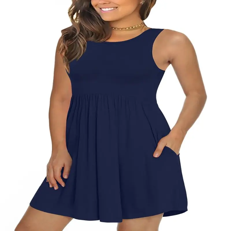 

Женское повседневное эластичное платье без рукавов, пляжные платья с карманами-стильные, удобные и лестные наряды на лето