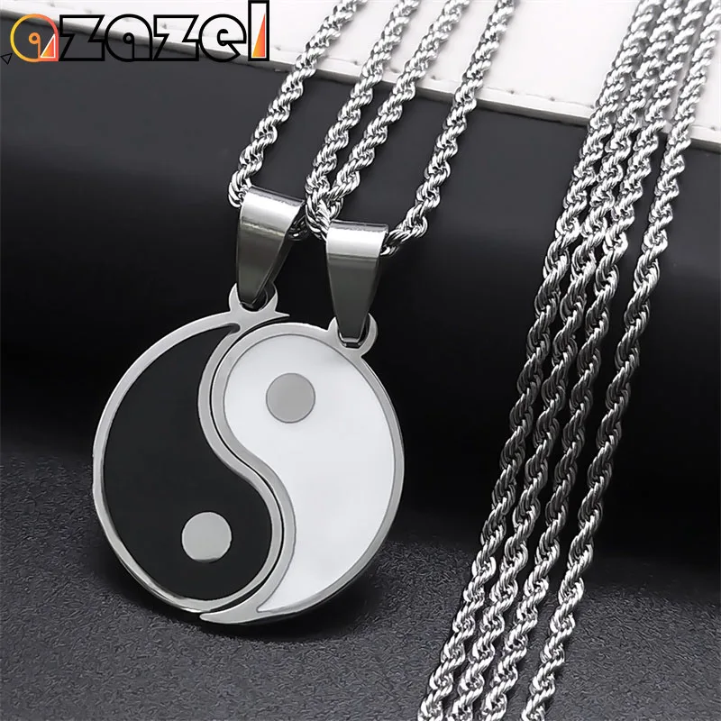 

Yin Yang Best Friends Couple Necklace for Women Men Silver Color BFF Pendant Paired Necklaces Jewelry Valentine's Gift N6264S08