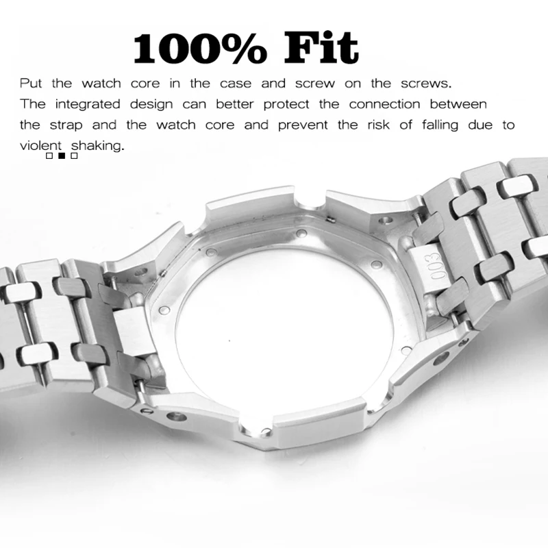 For Casioak Mod Kit Set Steel 316L Stainless Watch Case for Casio GA2100 for G Shock GA2110 Watch Straps Metal Watch Modified