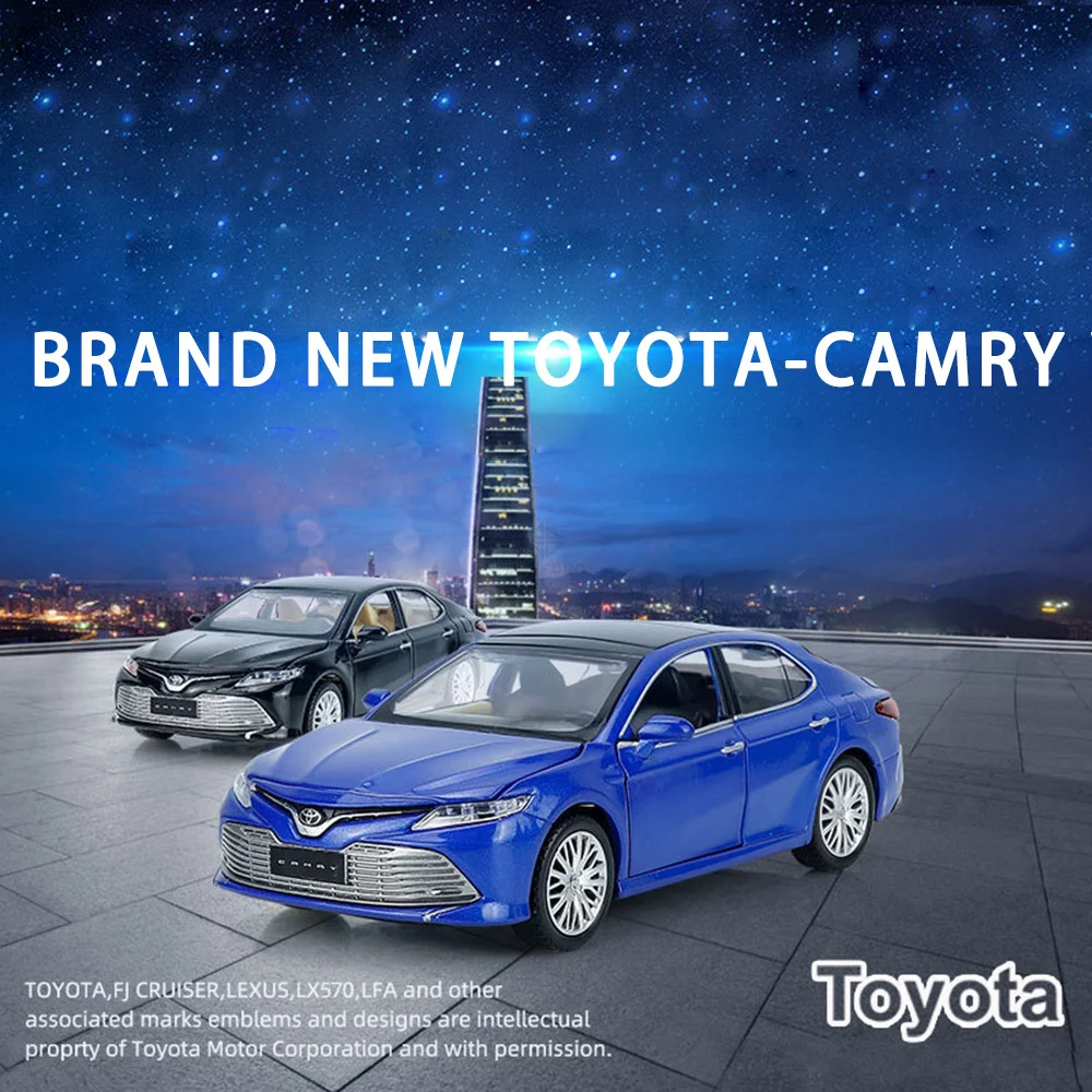 Модель игрушечного автомобиля Toyota Camry 8-го поколения из сплава, модель автомобиля с подсветкой и звусветильник, подлинный авторизационный а...