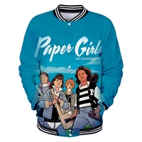paper girls 2022 tv series button baseball uniform sweatshirt long sleeve women men jacket harajuku streetwear 3d clothes