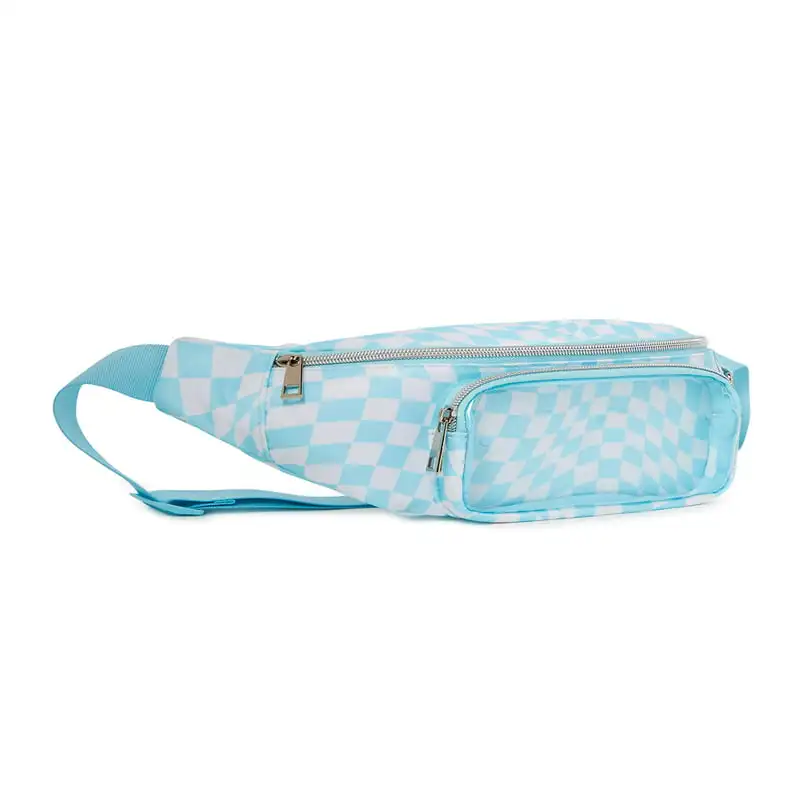 Waist Bag Luxurious Luxurious Women's Hands-Free Aqua Spa-Checker Print Fanny Pack Waist Bag: Comfortable & Stylish for Everyday