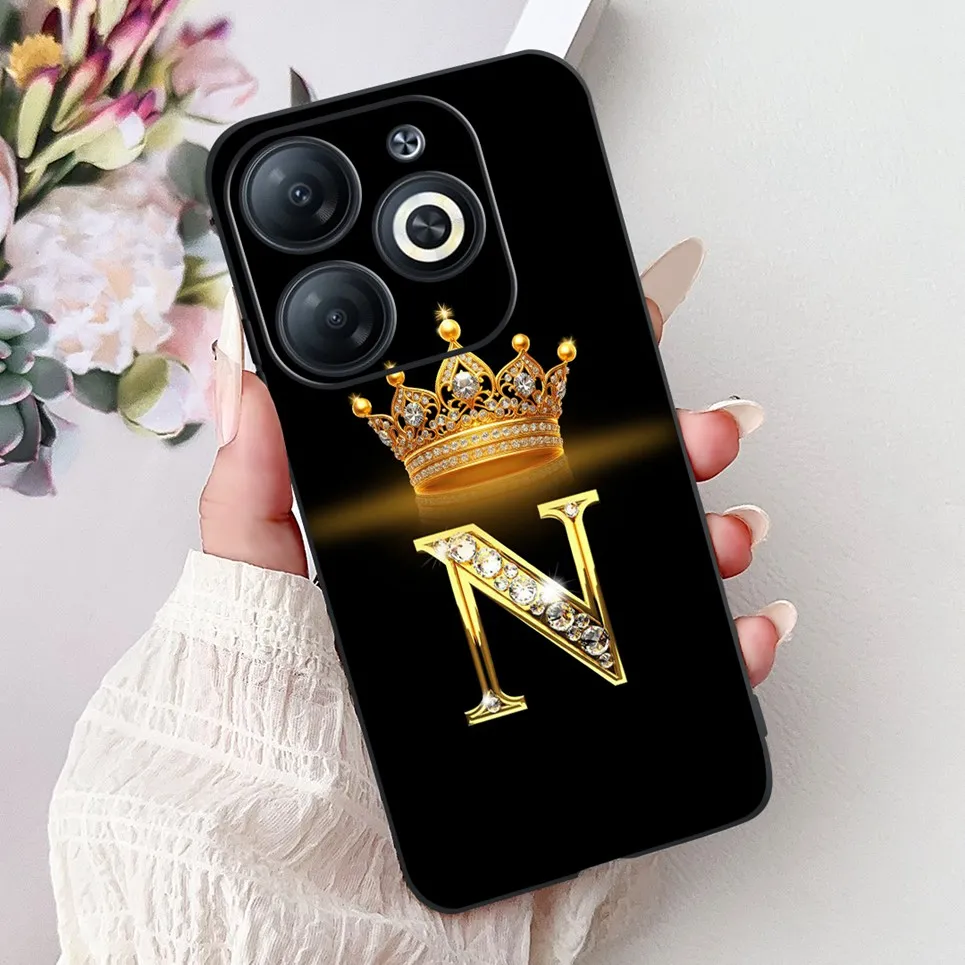 Для Infinix Smart 8 smart Роскошный чехол с изображением короны и буквами мягкие