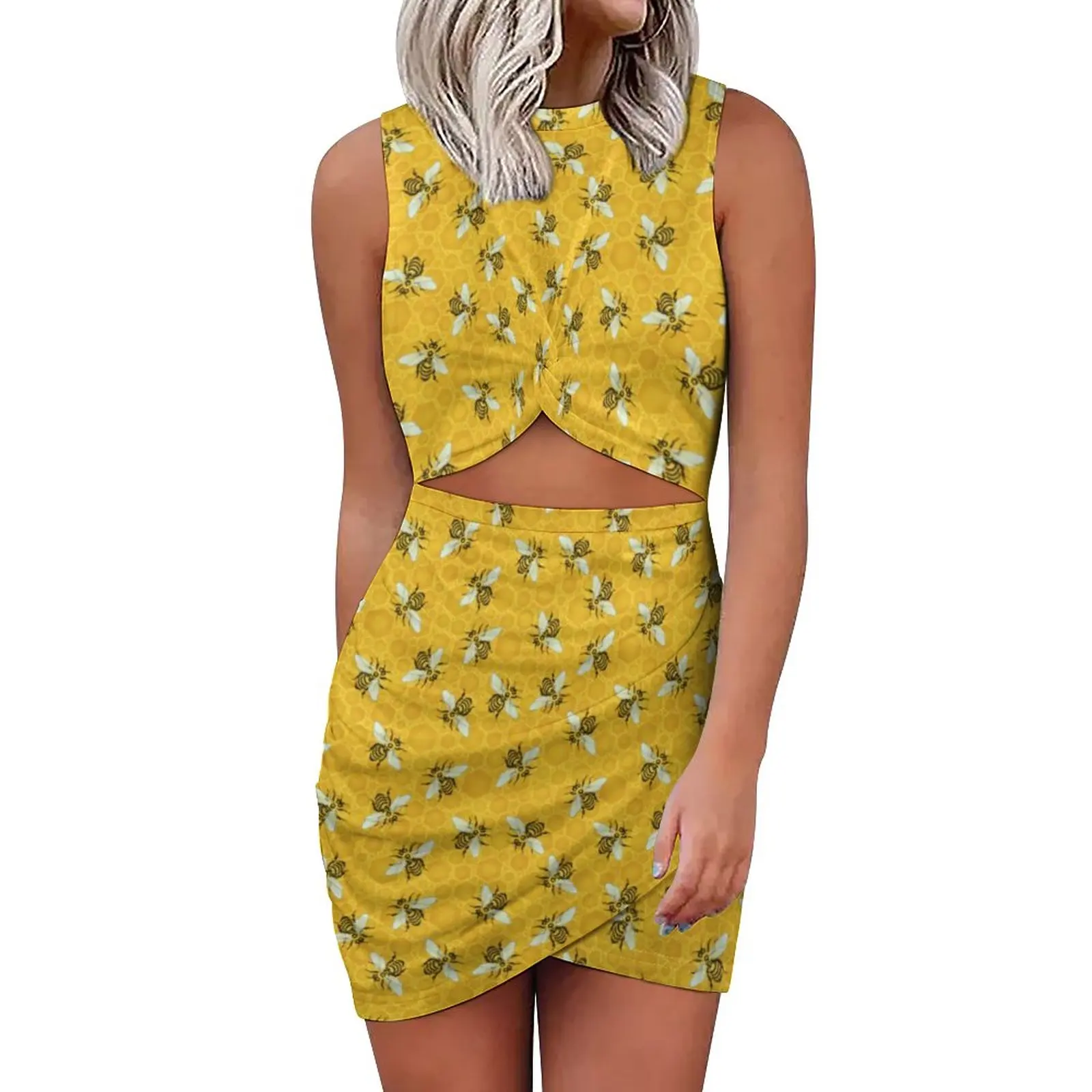 

Платье женское летнее Облегающее с принтом пчелы и сот, большие размеры