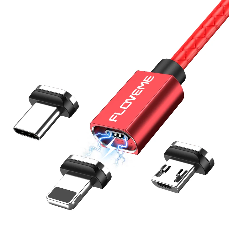 Магнитный кабель FLOVEME с разъемами Micro USB и Type-C длиной 1 м 3 а