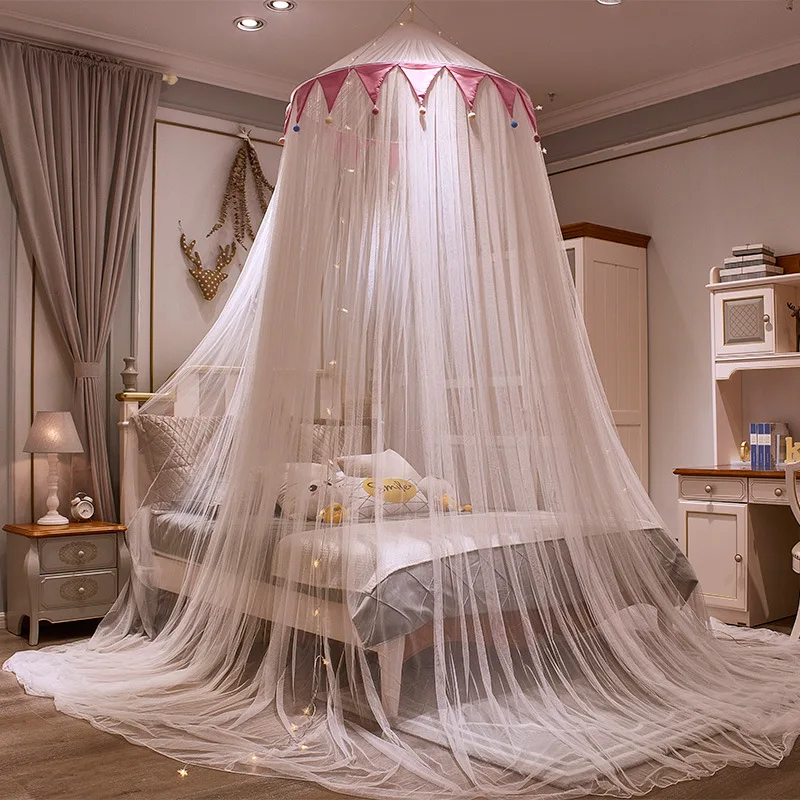 

Tassel Mosquito Net Home Princess Wind Hanging Dome Baby Bed Mosquito Net Children's Room Decoration Ceiling Bed Curtain