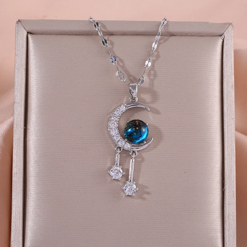 Ожерелье с подвеской в стиле Y2K луной и кисточкой