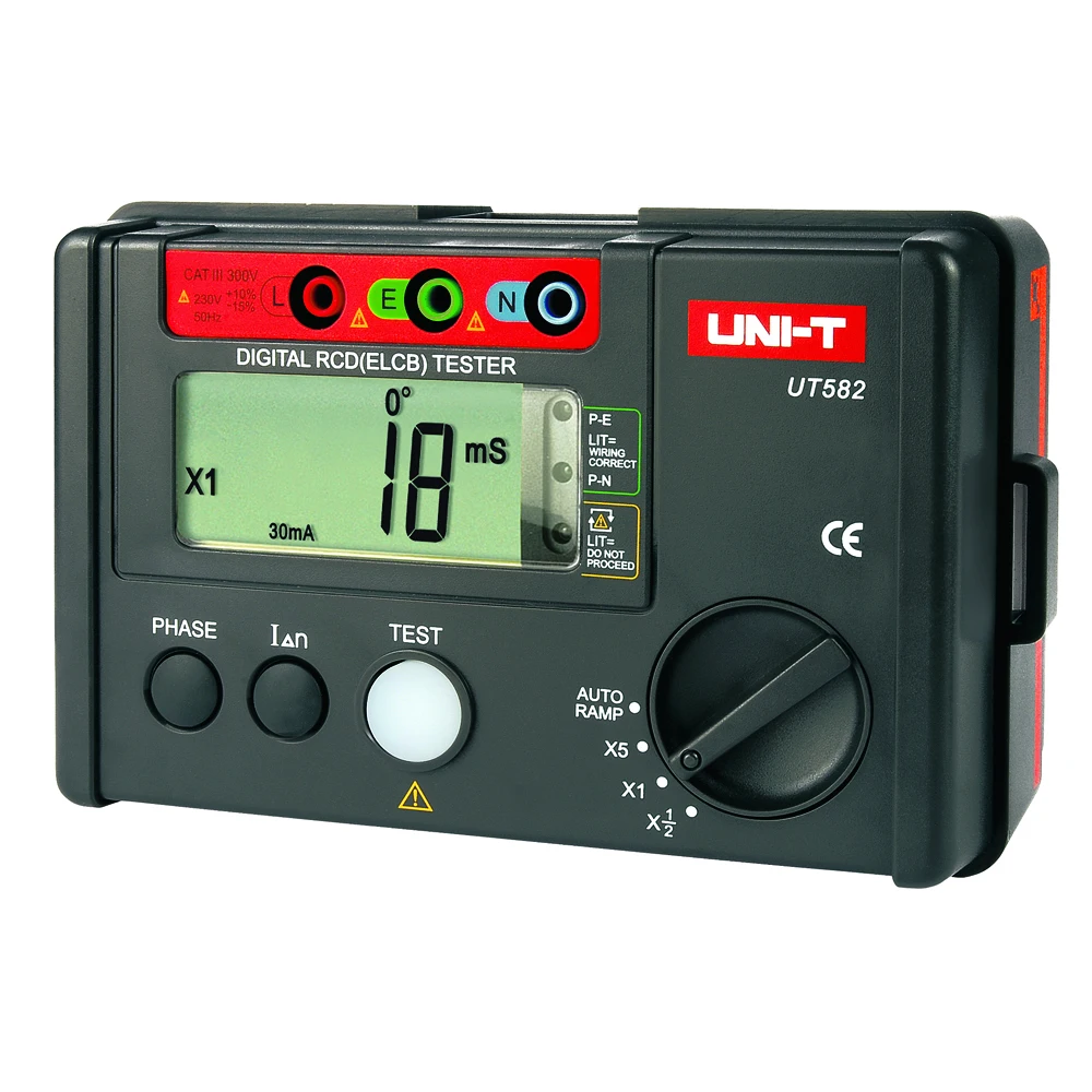 

UNI-T UT582 Digital Multimeter RCD ELCB Tester AUTO RAMP Leakage Circuit Breaker Meter