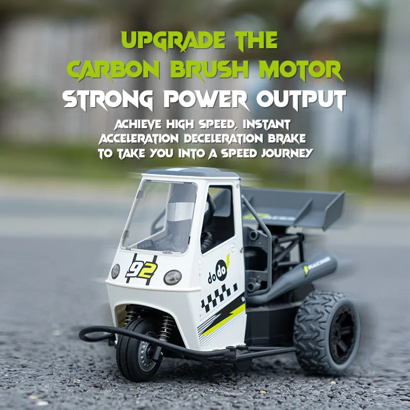 

2.4GHz RC Tricycle Truck Spray Smoke 1:16 Scale Remote Control Shifting Racer Car with LED Light Electronic Vehicle Toy Gifts