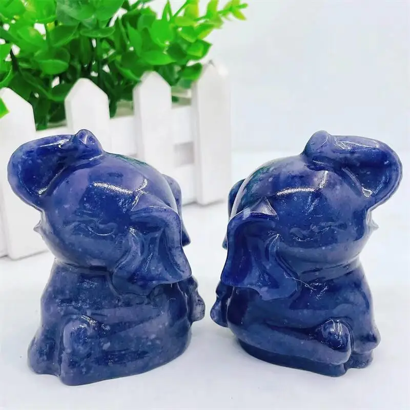 6 5 см фигурка слона из натурального голубого авантюрина Хрустальное ремесло