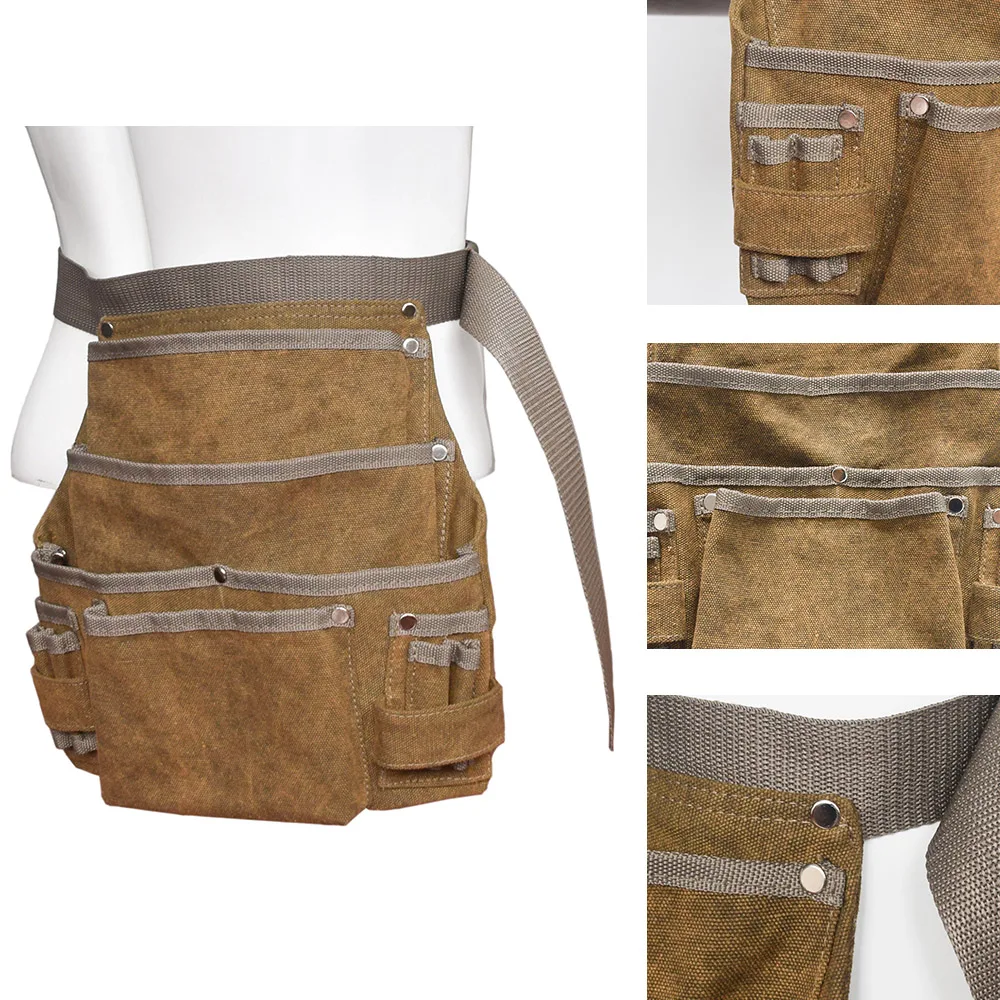 

Canvas Tool Waist Bag Adjustable Multi Pocket Storage Bag Tool Bag Work Utility DCS