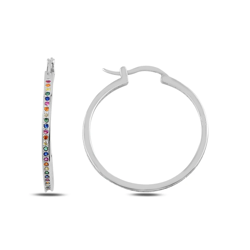 

Silver 925 Sterling Zircon Stone 30mm Ring Earrings